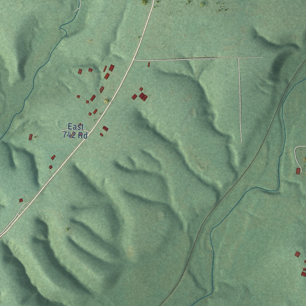 Second close-up of the map of Baron, Oklahoma print showing more streets and buildings