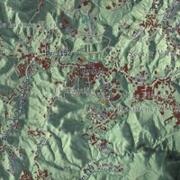 Second close-up of the map of Barranquitas, Puerto Rico print showing more streets and buildings