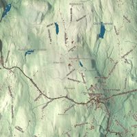 Close-up of the map of Barre, Massachusetts print showing terrain and local geography