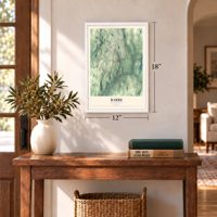 Barre, Massachusetts map, 12 x 18 inch print in a white frame in an entryway