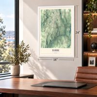 Barre, Massachusetts map, 18 x 24 inch print in a white frame in a home office