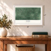 Barre, New York map, 12 x 18 inch print in a white frame in an entryway