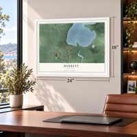 Barrett, Minnesota map, 18 x 24 inch print in a white frame in a home office