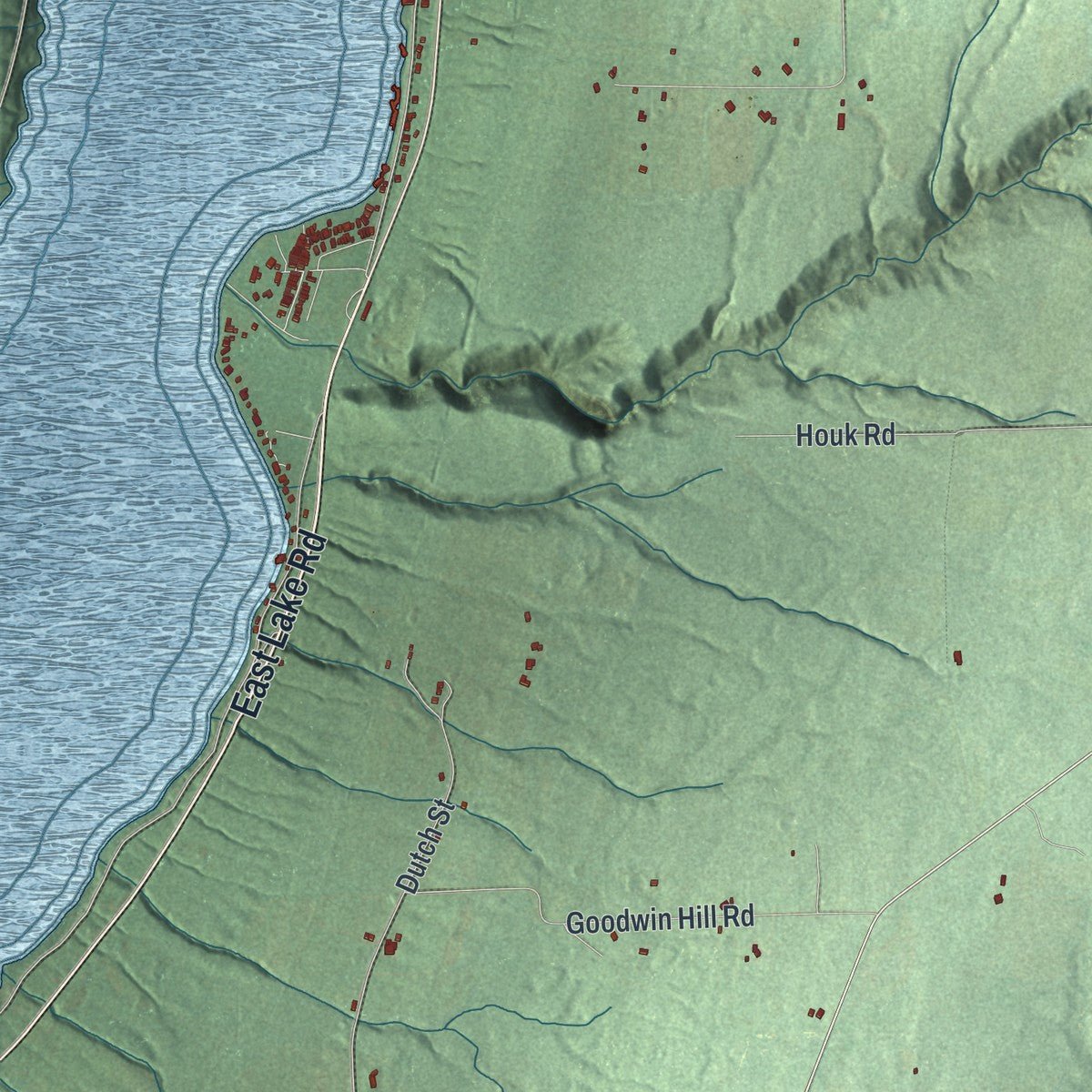 Second close-up of the map of Barrington, New York print showing more streets and buildings