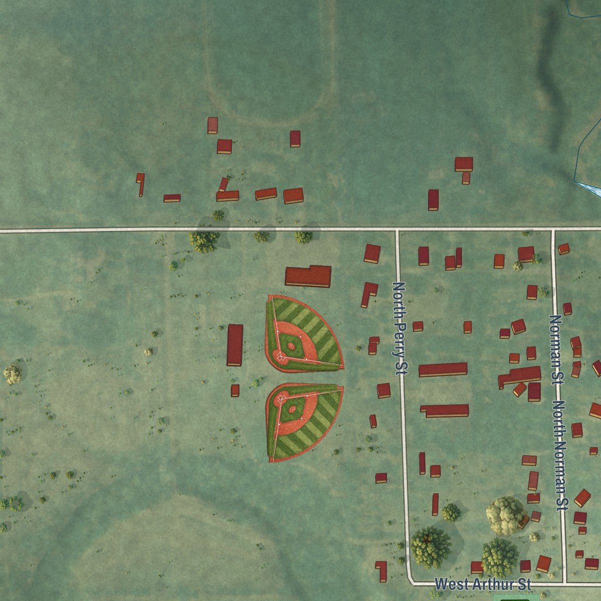 Second close-up of the map of Barryton, Michigan print showing more streets and buildings