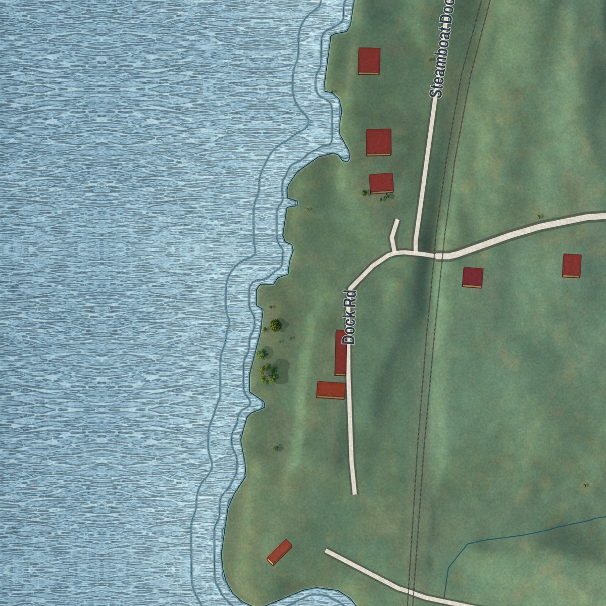 Second close-up of the map of Barrytown, New York print showing more streets and buildings