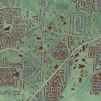 Second close-up of the map of Bartlett, Tennessee print showing more streets and buildings