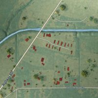 Second close-up of the map of Baskin, Louisiana print showing more streets and buildings