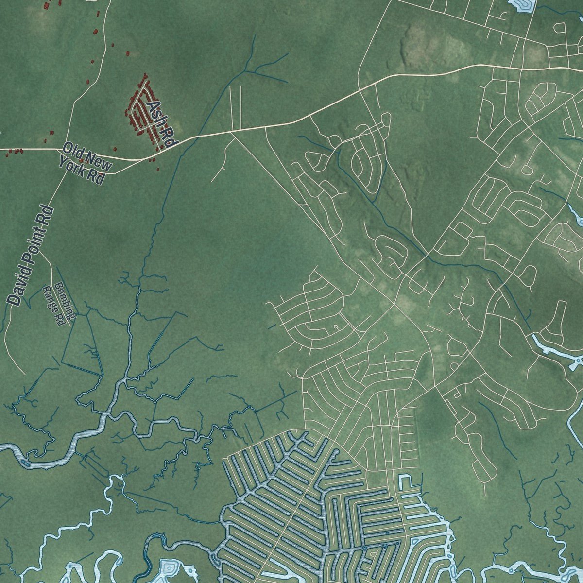 Second close-up of the map of Bass River, New Jersey print showing more streets and buildings