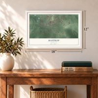 Bastrop, Louisiana map, 12 x 18 inch print in a white frame in an entryway