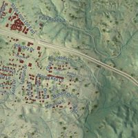 Second close-up of the map of Bastrop, Texas print showing more streets and buildings