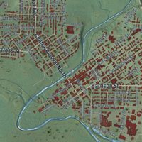 Second close-up of the map of Batesville, Arkansas print showing more streets and buildings