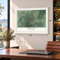 Batesville, Indiana map, 18 x 24 inch print in a white frame in a home office