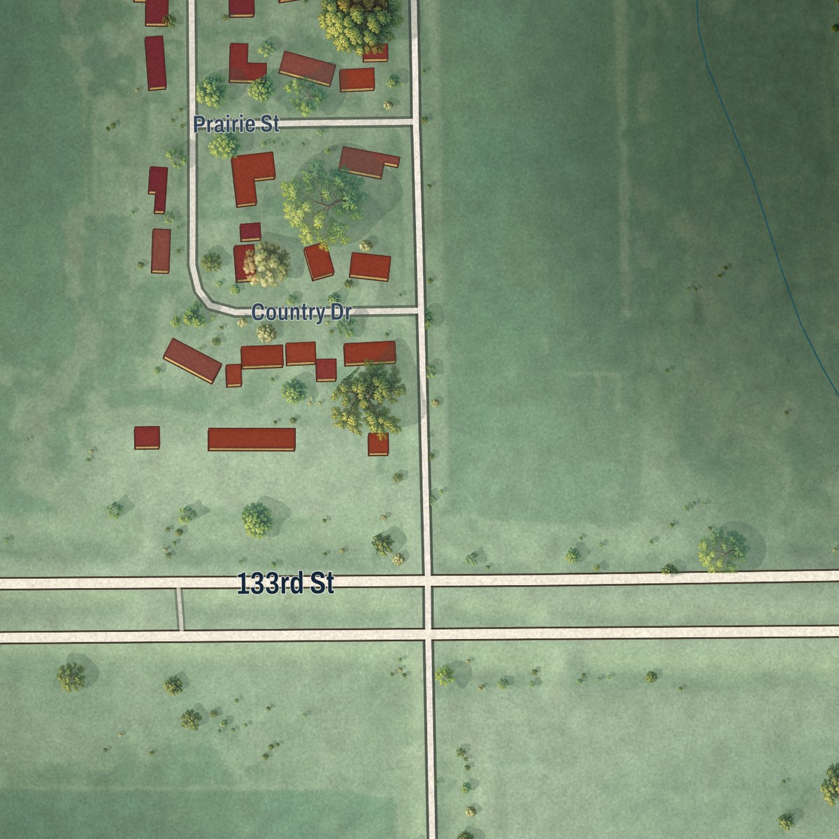 Second close-up of the map of Bath Corner, South Dakota print showing more streets and buildings