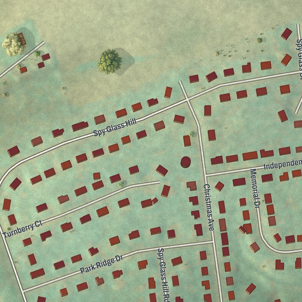 Second close-up of the map of Bath, Pennsylvania print showing more streets and buildings