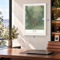 Bath, Pennsylvania map, 18 x 24 inch print in a white frame in a home office