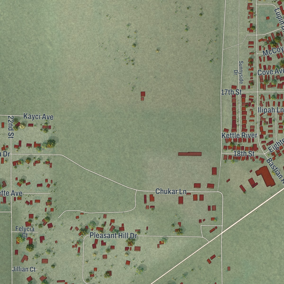 Second close-up of the map of Battle Mountain, Nevada print showing more streets and buildings