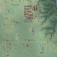 Second close-up of the map of Bauer, Michigan print showing more streets and buildings