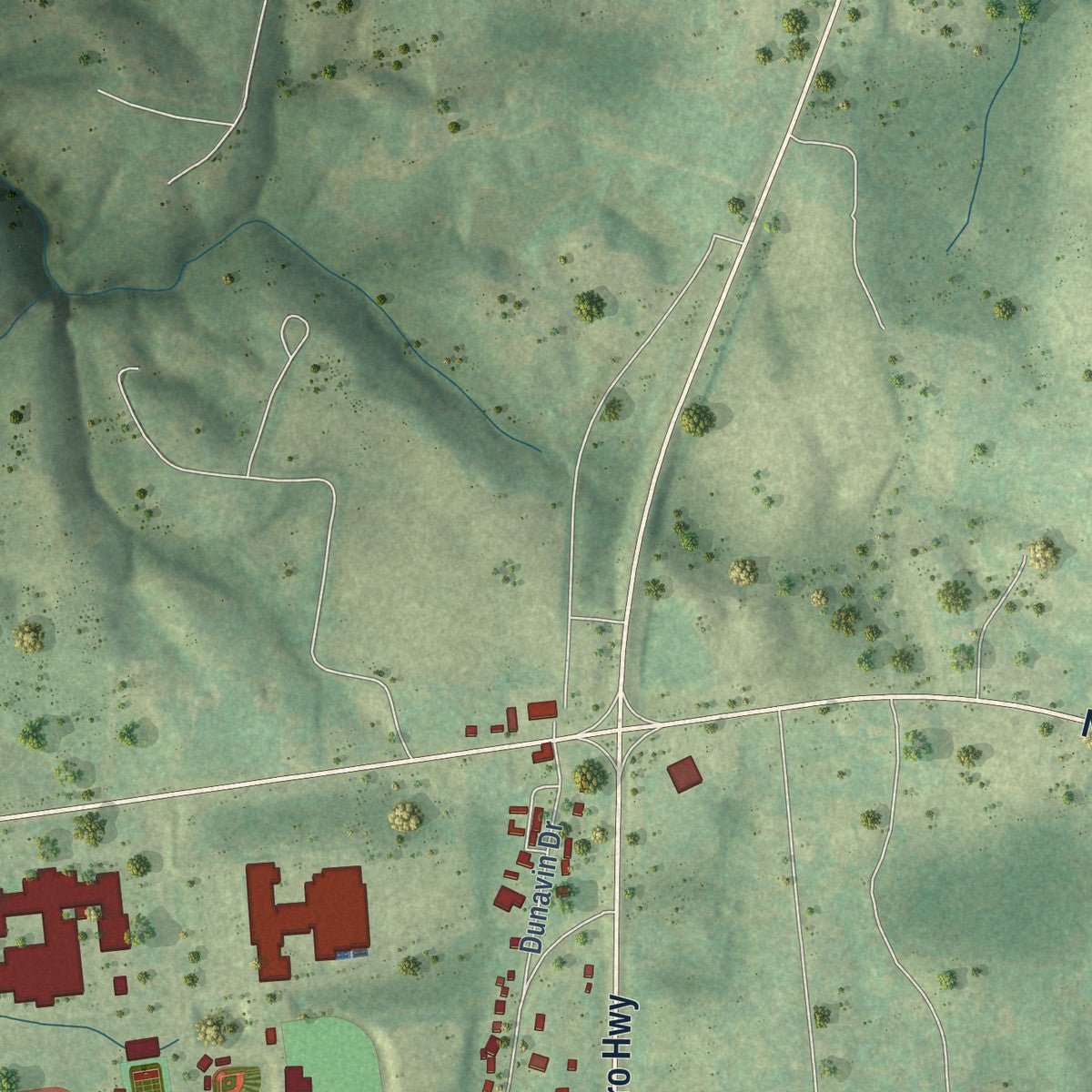 Second close-up of the map of Baxter, Tennessee print showing more streets and buildings