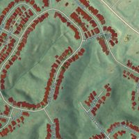 Second close-up of the map of Baxter Village, South Carolina print showing more streets and buildings