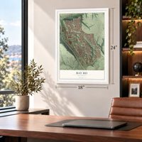 Bay Ho, California map, 18 x 24 inch print in a white frame in a home office