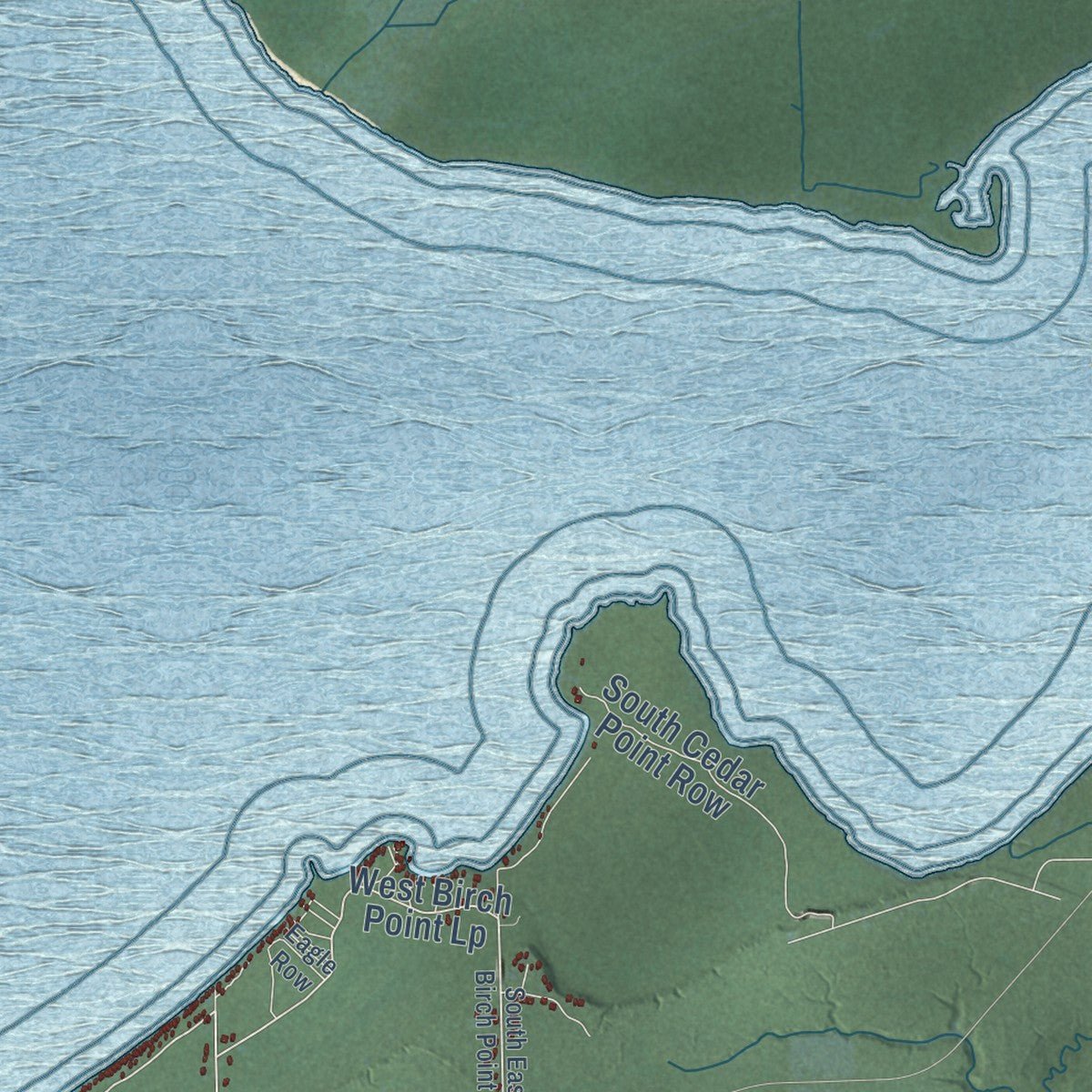Second close-up of the map of Bay Mills, Michigan print showing more streets and buildings