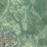 Second close-up of the map of Bay Minette, Alabama print showing more streets and buildings