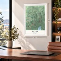 Bay View, Maryland map, 18 x 24 inch print in a white frame in a home office
