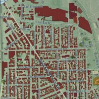 Second close-up of the map of Bay View, Wisconsin print showing more streets and buildings