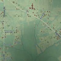 Second close-up of the map of Bayou Chicot, Louisiana print showing more streets and buildings