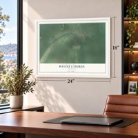 Bayou L'Ourse, Louisiana map, 18 x 24 inch print in a white frame in a home office