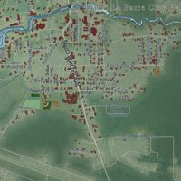 Second close-up of the map of Bayou La Batre, Alabama print showing more streets and buildings