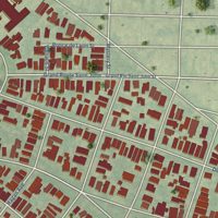 Second close-up of the map of Bayou St. John, Louisiana print showing more streets and buildings