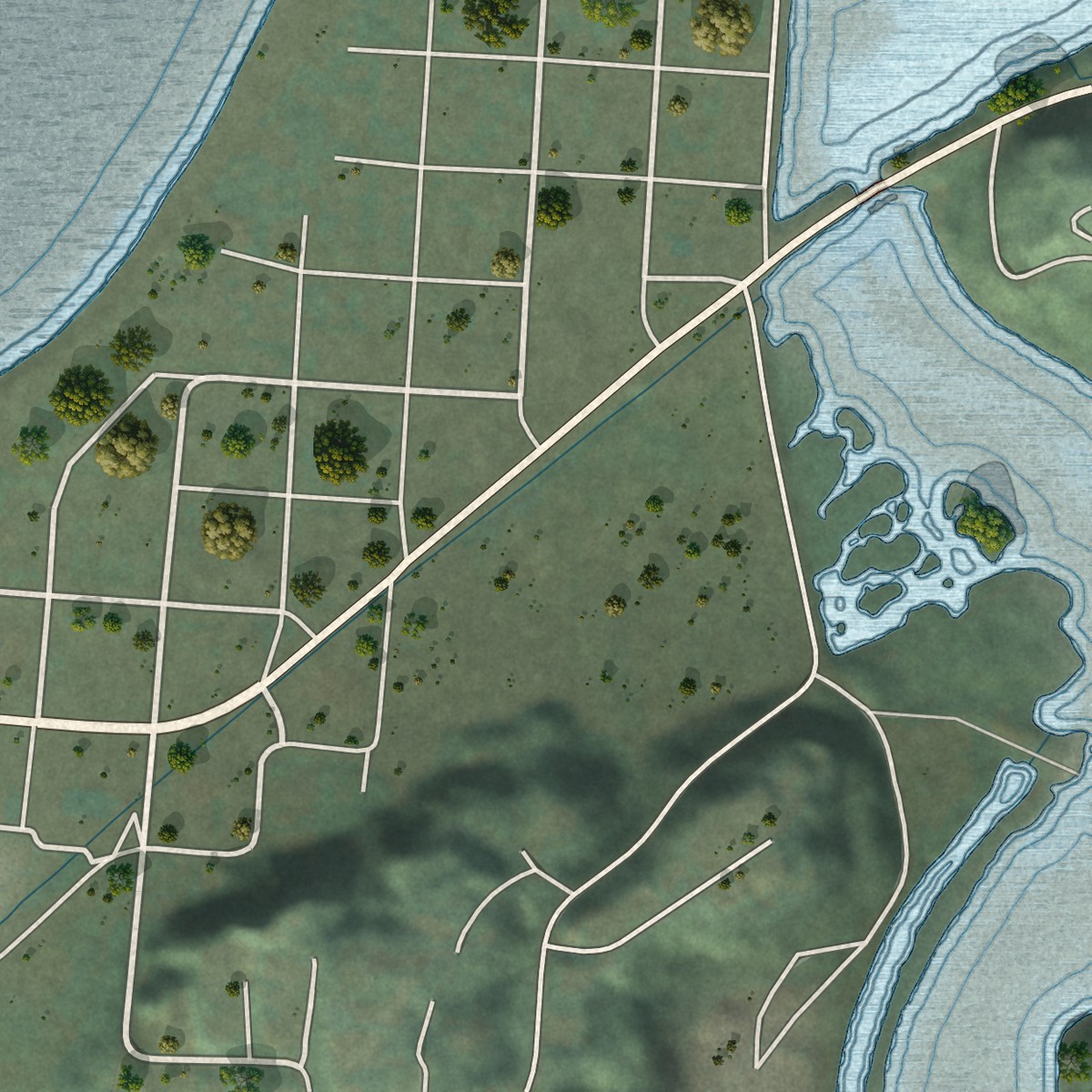 Second close-up of the map of Bayshore, Oregon print showing more streets and buildings