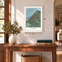 Bayview, Contra Costa County, California map, 12 x 18 inch print in a white frame in an entryway