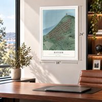 Bayview, Contra Costa County, California map, 18 x 24 inch print in a white frame in a home office