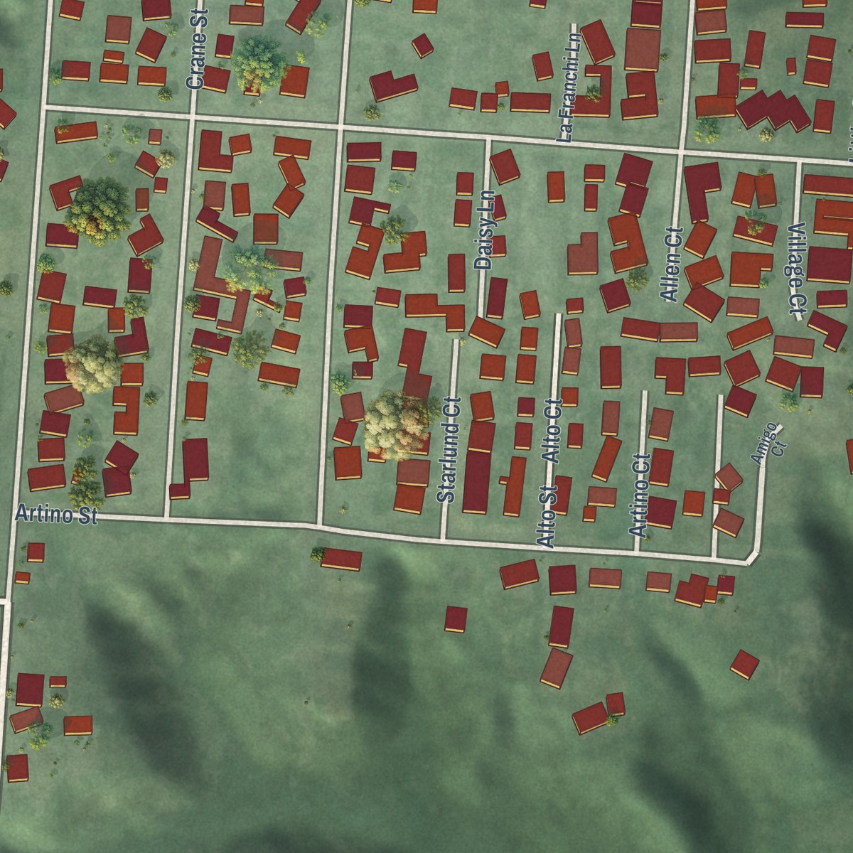 Second close-up of the map of Bayview, Humboldt County, California print showing more streets and buildings