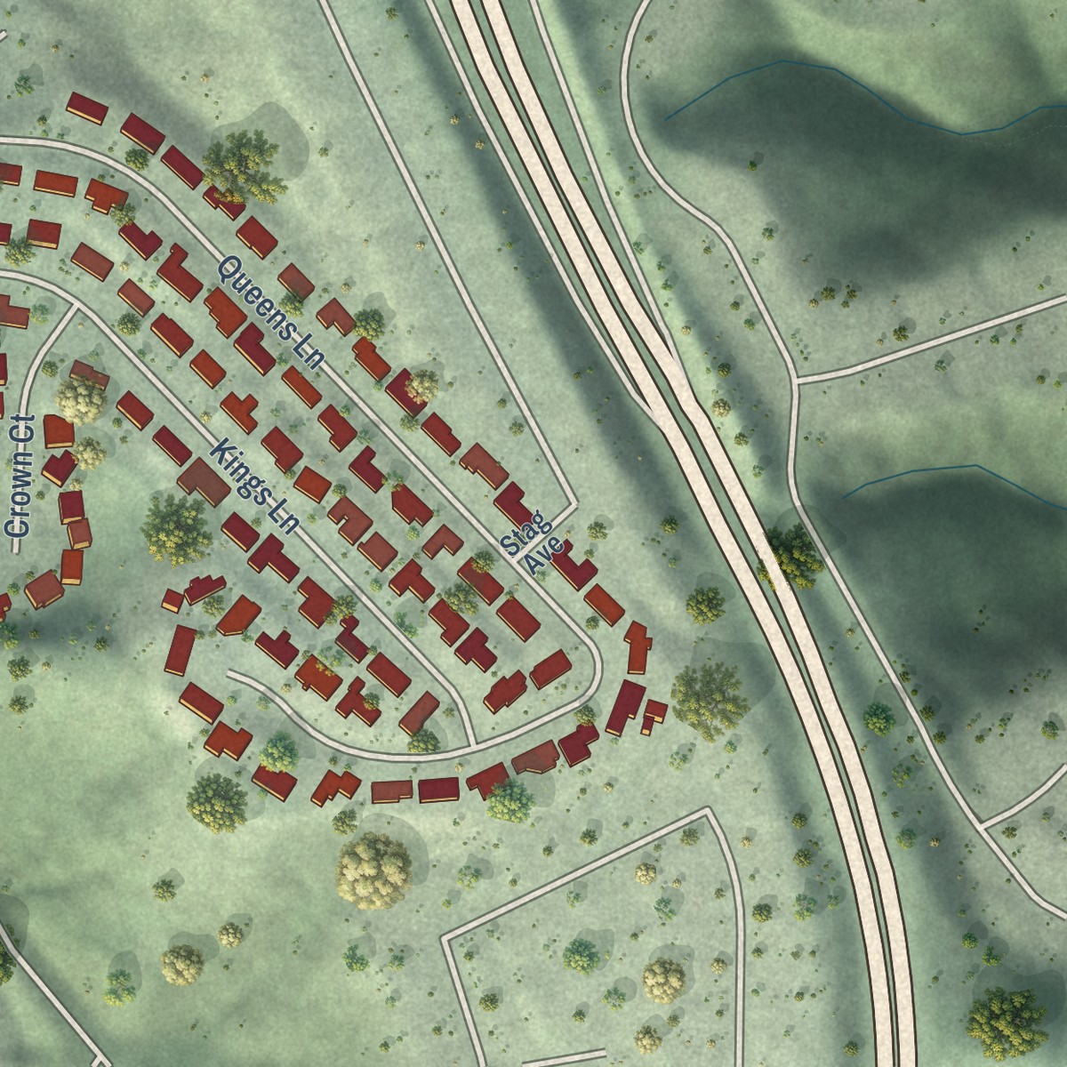 Second close-up of the map of Baywood Park, California print showing more streets and buildings