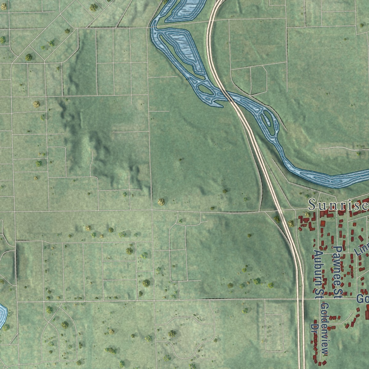 Second close-up of the map of Beadle Lake, Michigan print showing more streets and buildings