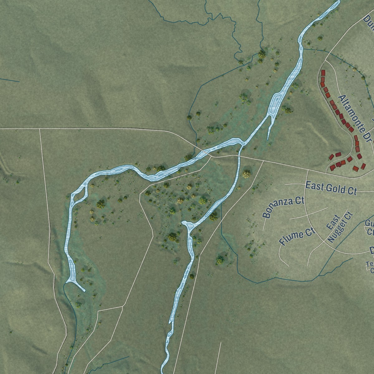 Second close-up of the map of Beale AFB, California print showing more streets and buildings