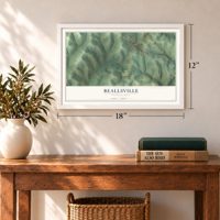 Beallsville, Pennsylvania map, 12 x 18 inch print in a white frame in an entryway