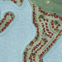 Second close-up of the map of Bear Creek, Florida print showing more streets and buildings