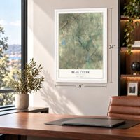 Bear Creek, Pennsylvania map, 18 x 24 inch print in a white frame in a home office