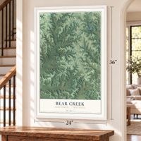 Bear Creek, Sauk County, Wisconsin map, 24 x 36 inch print in a white frame by a staircase