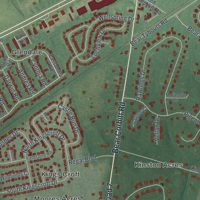 Second close-up of the map of Bear, Delaware print showing more streets and buildings