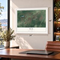 Bear, Delaware map, 18 x 24 inch print in a white frame in a home office