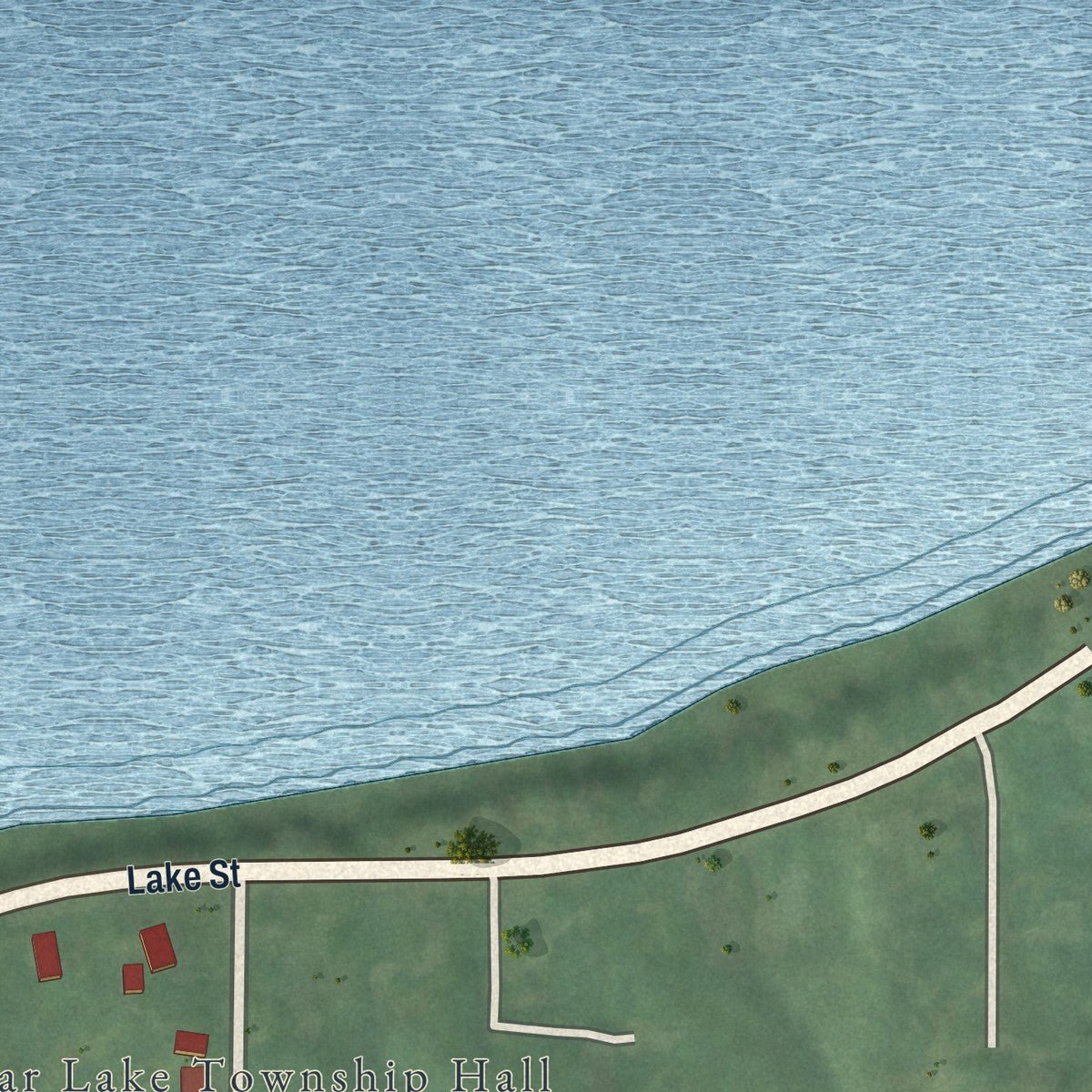 Second close-up of the map of Bear Lake, Michigan print showing more streets and buildings