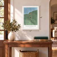 Bear Lake, Michigan map, 12 x 18 inch print in a white frame in an entryway