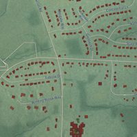 Second close-up of the map of Bear Tavern, New Jersey print showing more streets and buildings
