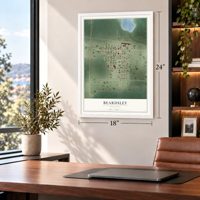 Beardsley, Minnesota map, 18 x 24 inch print in a white frame in a home office